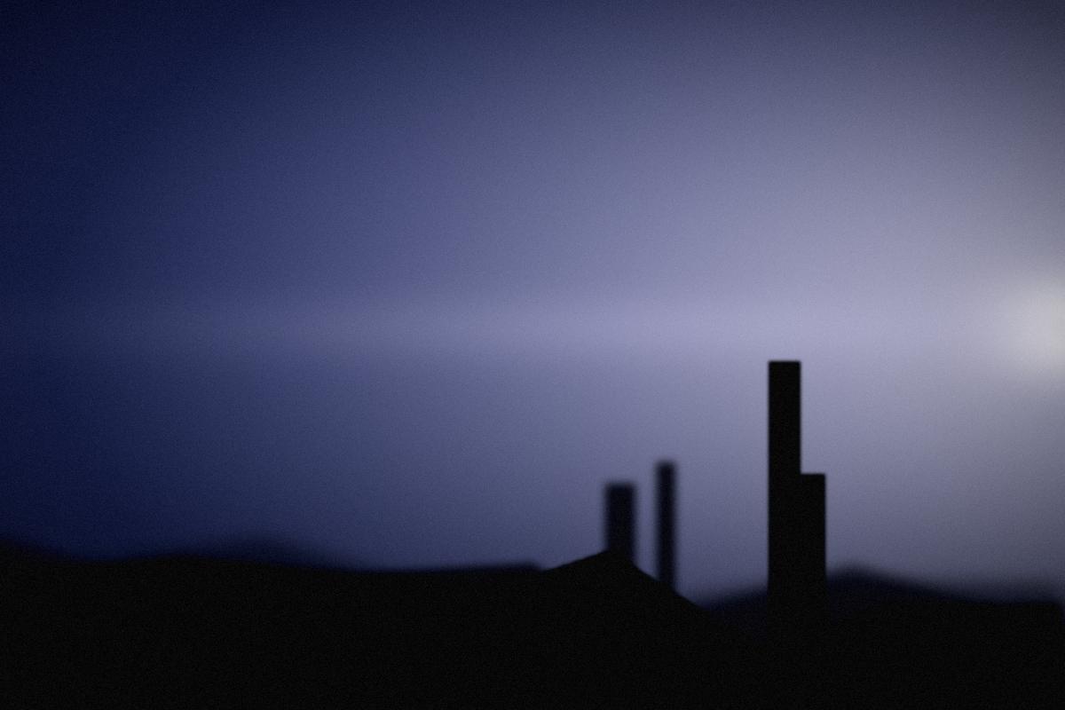 Dawn beginning at the edge of the city.